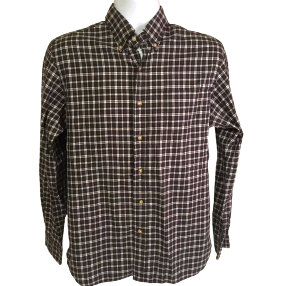 Ralph Lauren Plaid Long Sleeve Green Red White Button Dn 120's 2 Ply Dress Shirt